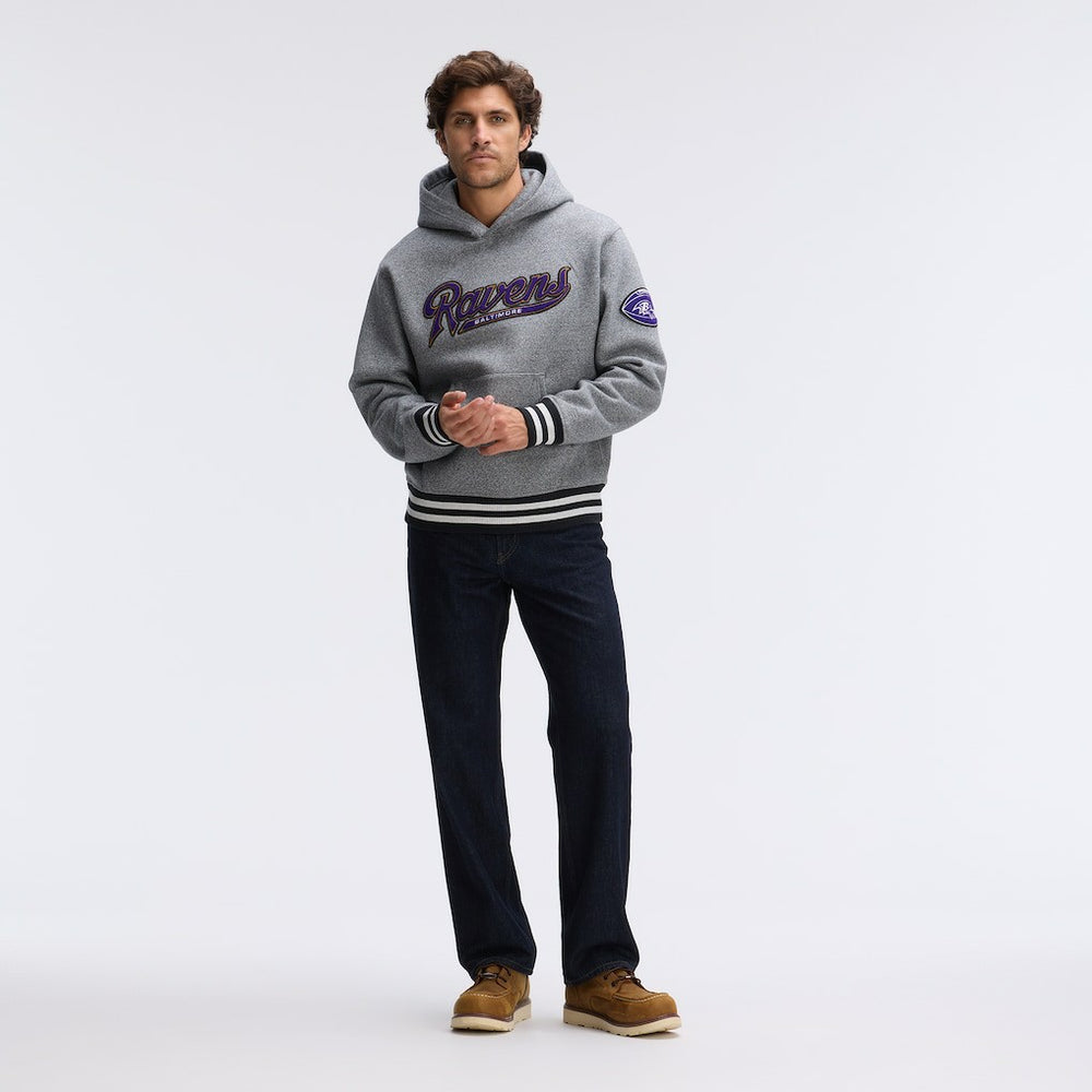 Baltimore Ravens IconicFleece Tipped Hoodie - Athletic Heather Gray Hoodies