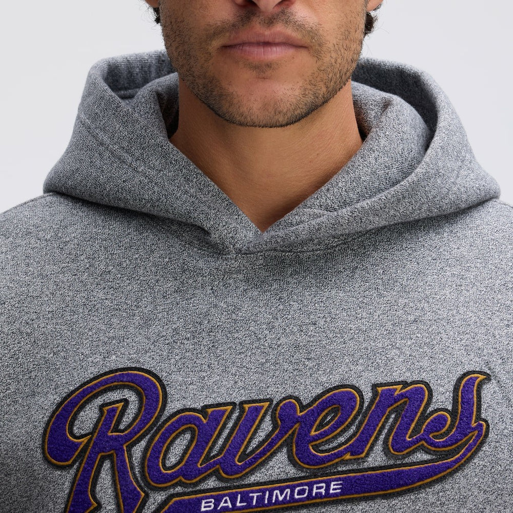 Baltimore Ravens IconicFleece Tipped Hoodie - Athletic Heather Gray Hoodies
