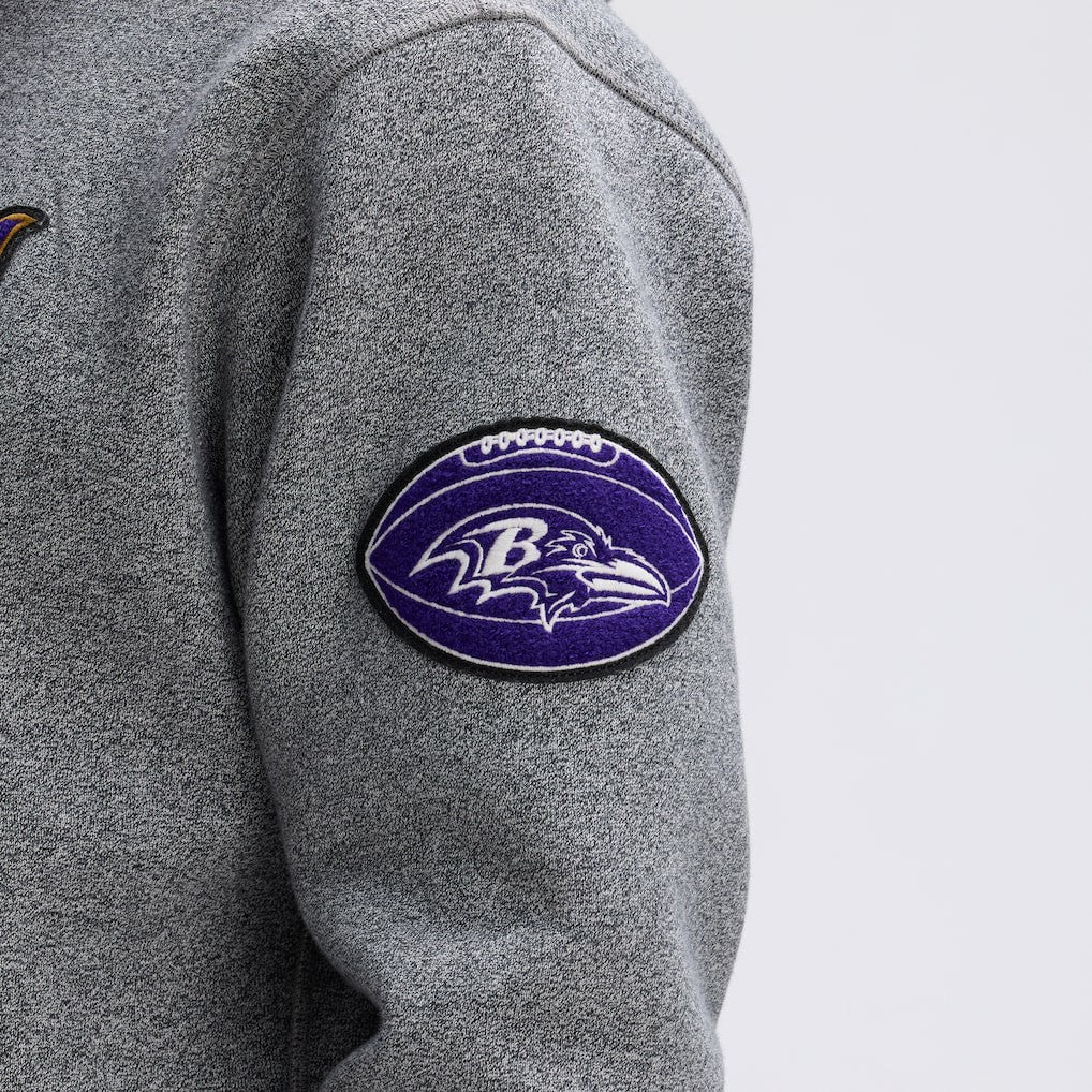 Baltimore Ravens IconicFleece Tipped Hoodie - Athletic Heather Gray Hoodies