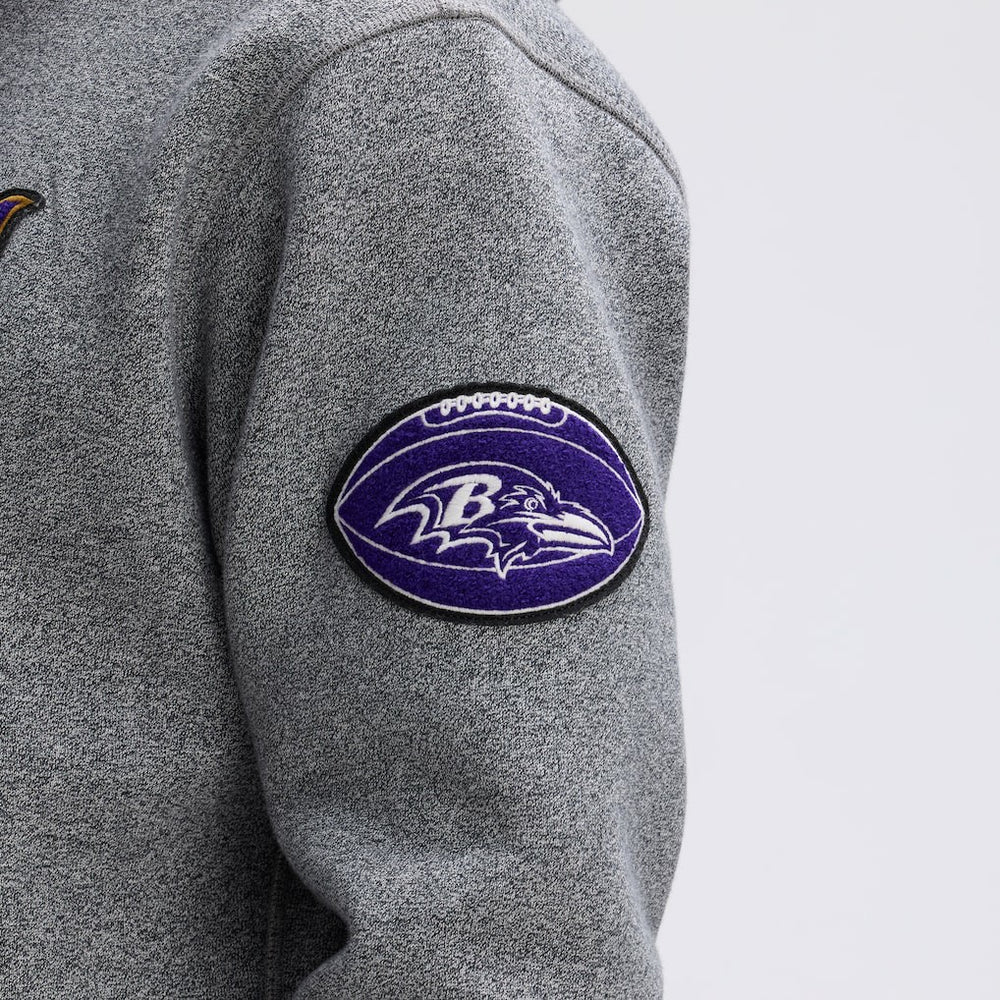 Baltimore Ravens IconicFleece Tipped Hoodie - Athletic Heather Gray Hoodies