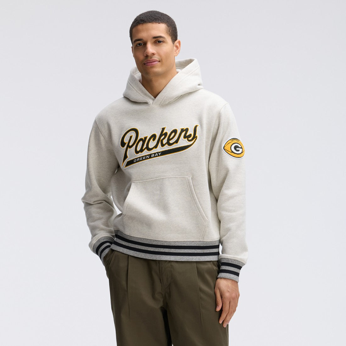 Green Bay Packers IconicFleece Tipped Hoodie - Oatmeal Hoodies