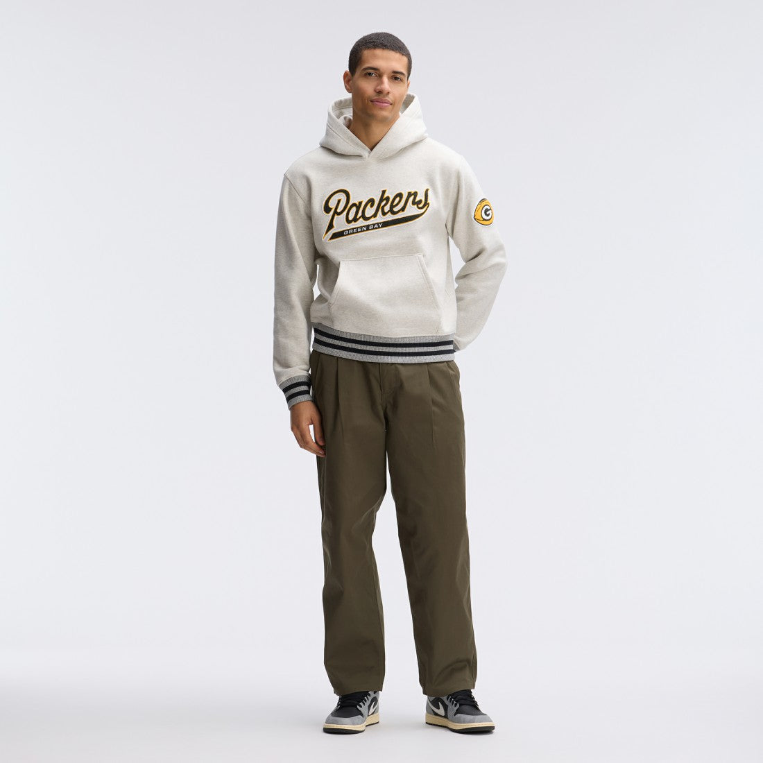 Green Bay Packers IconicFleece Tipped Hoodie - Oatmeal Hoodies