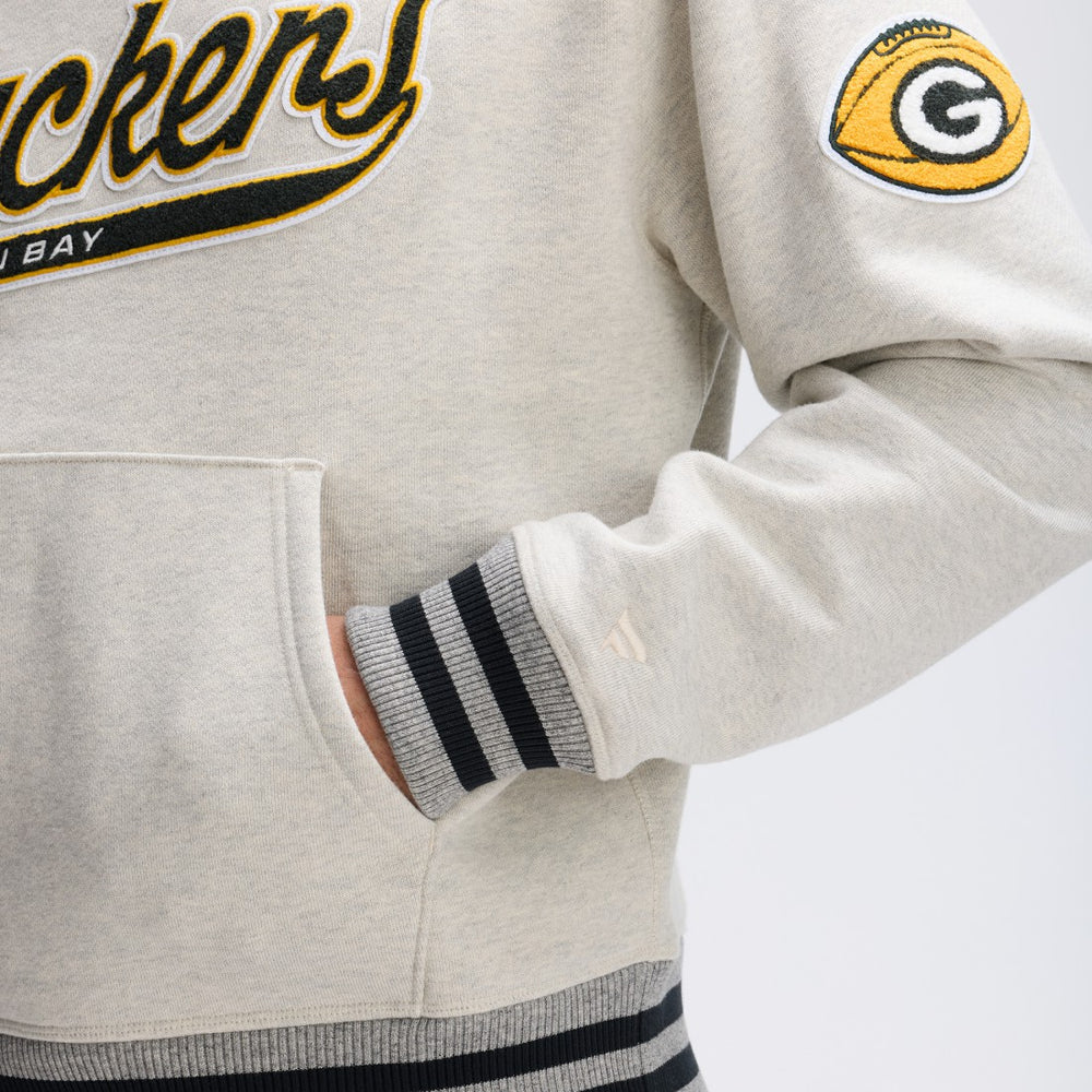 Green Bay Packers IconicFleece Tipped Hoodie - Oatmeal Hoodies