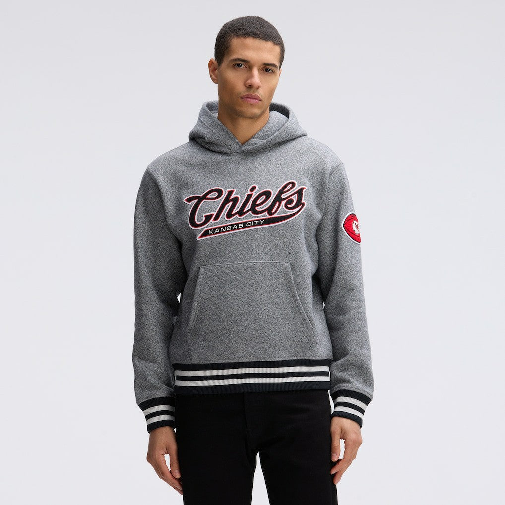Kansas City Chiefs IconicFleece Tipped Hoodie - Athletic Heather Gray Hoodies