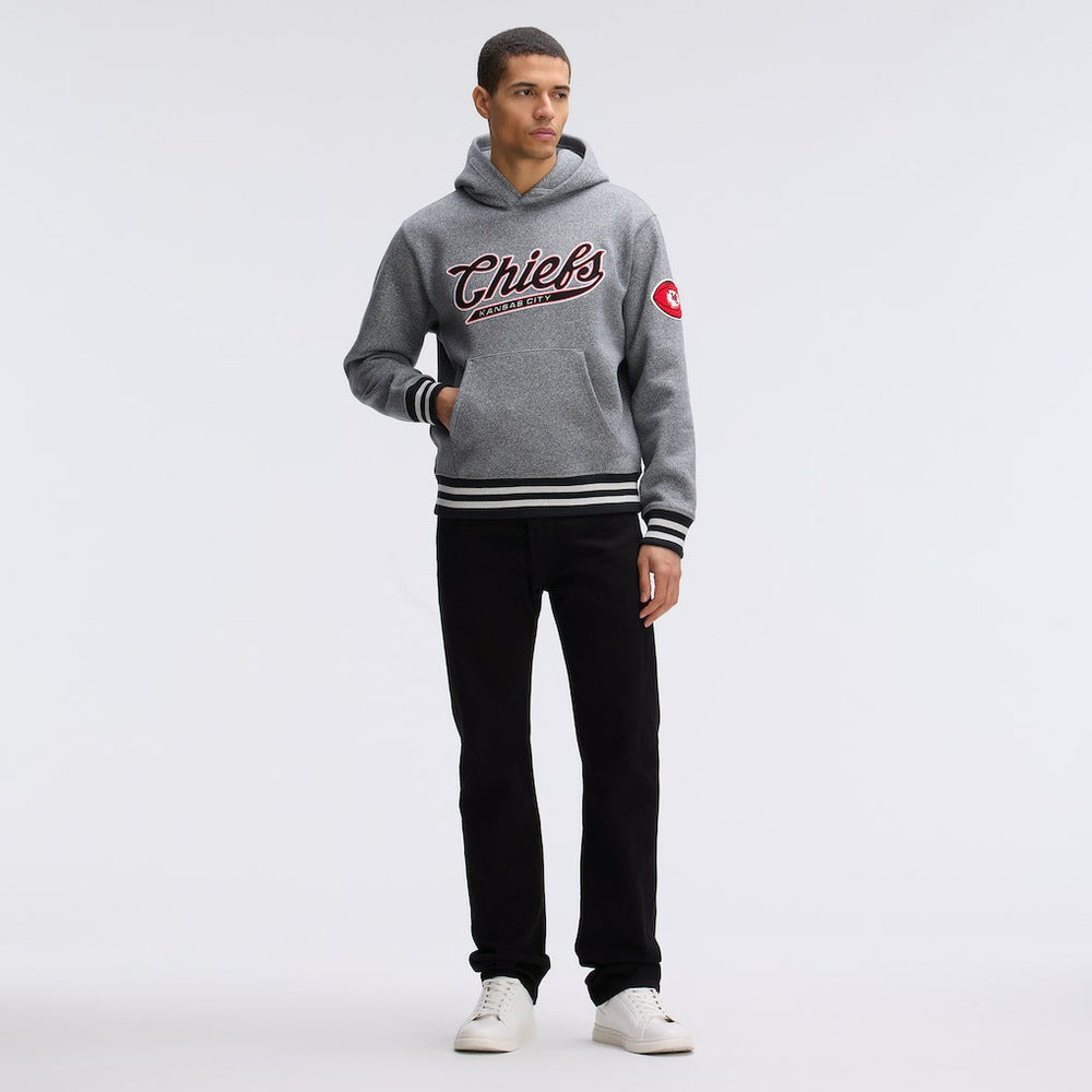 Kansas City Chiefs IconicFleece Tipped Hoodie - Athletic Heather Gray Hoodies