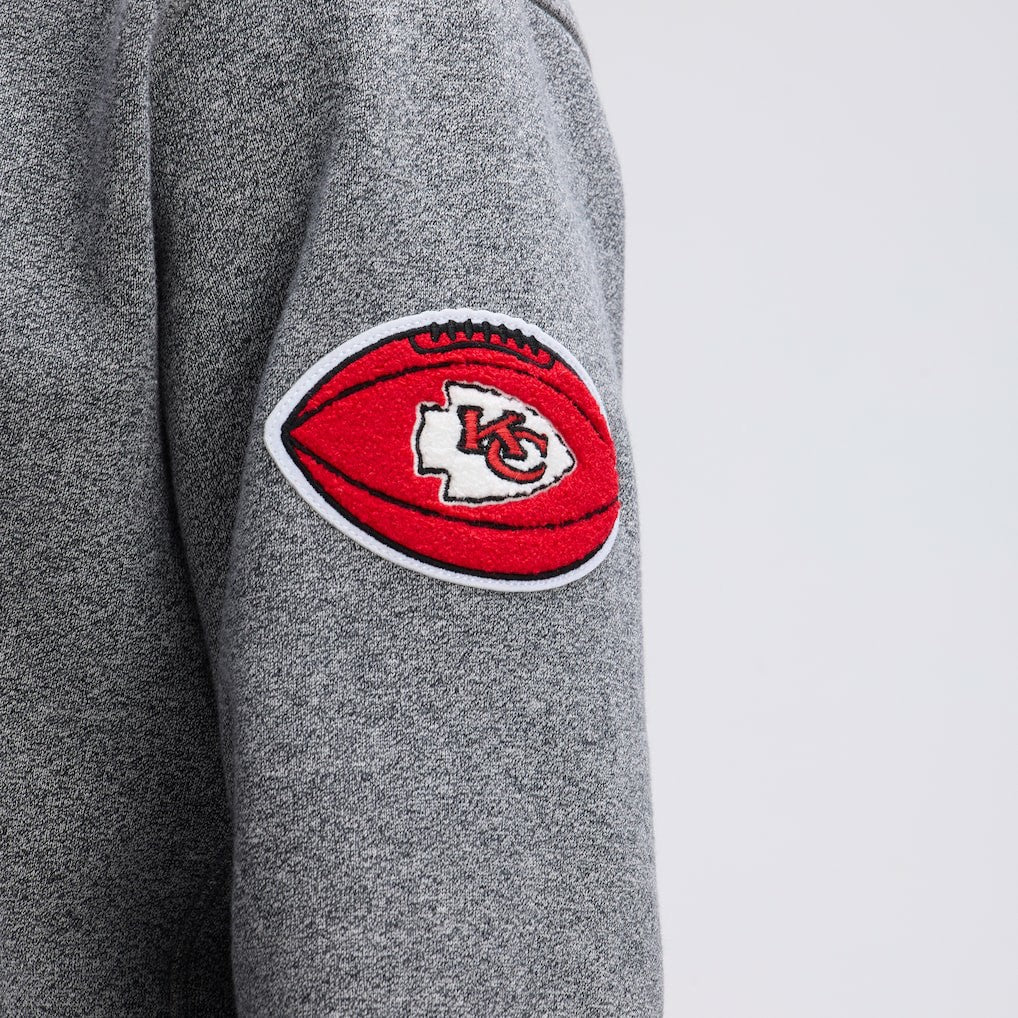 Kansas City Chiefs IconicFleece Tipped Hoodie - Athletic Heather Gray Hoodies