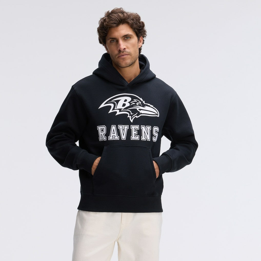 Baltimore Ravens IconicFleece Flocked Hoodie - Black Hoodies