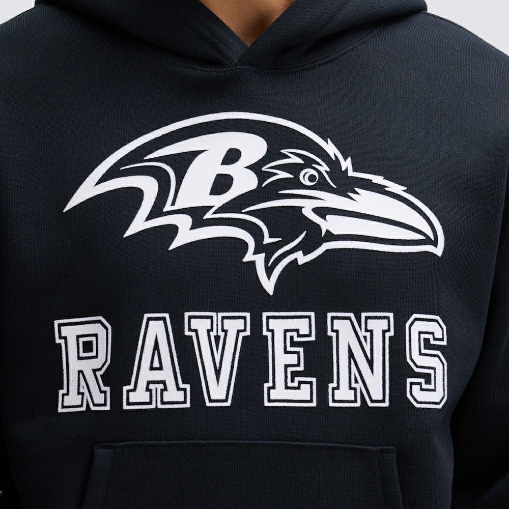 Baltimore Ravens IconicFleece Flocked Hoodie - Black Hoodies