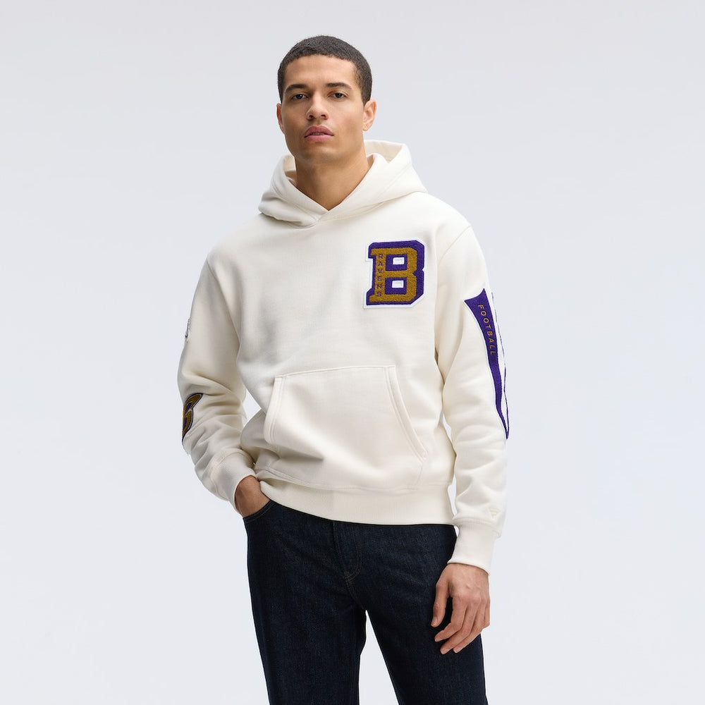 Baltimore Ravens IconicFleece Letterman Hoodie - Oatmeal Hoodies