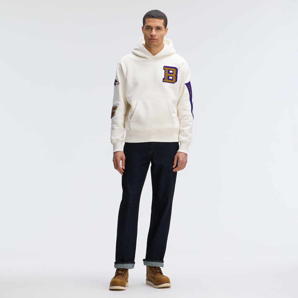Baltimore Ravens IconicFleece Letterman Hoodie - Oatmeal Hoodies