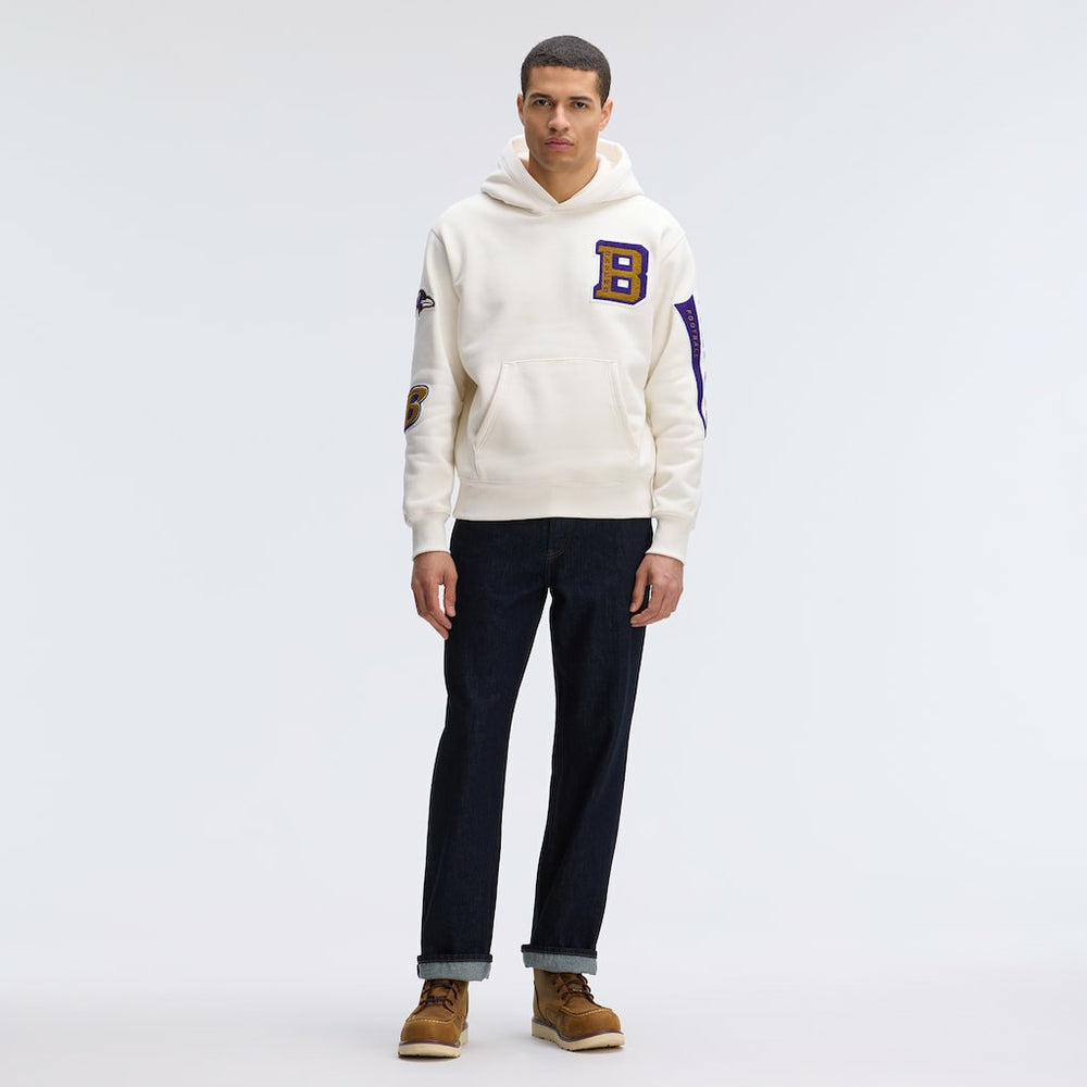 Baltimore Ravens IconicFleece Letterman Hoodie - Oatmeal Hoodies