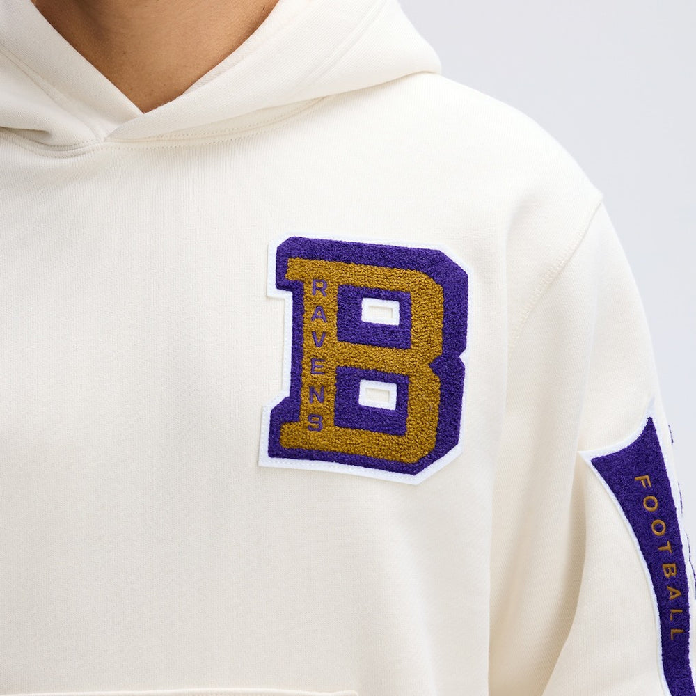 Baltimore Ravens IconicFleece Letterman Hoodie - Oatmeal Hoodies