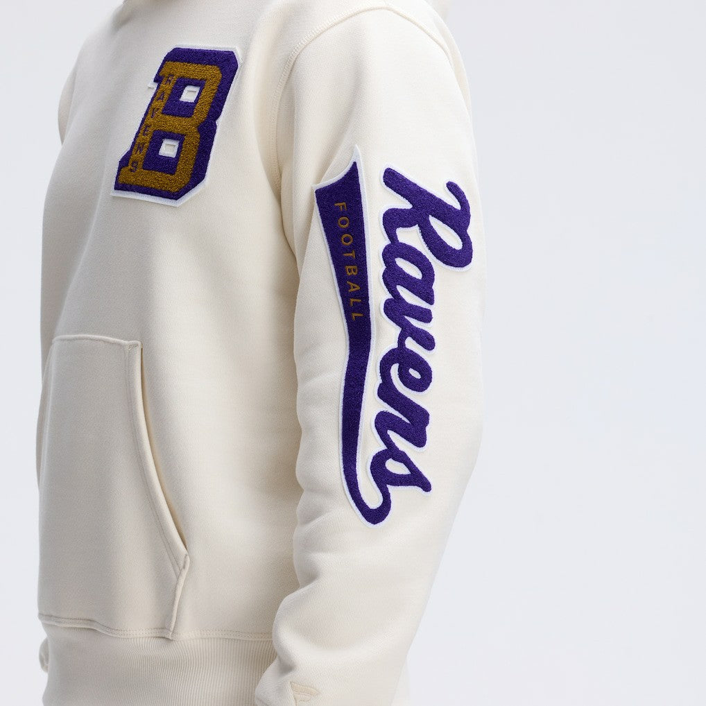 Baltimore Ravens IconicFleece Letterman Hoodie - Oatmeal Hoodies