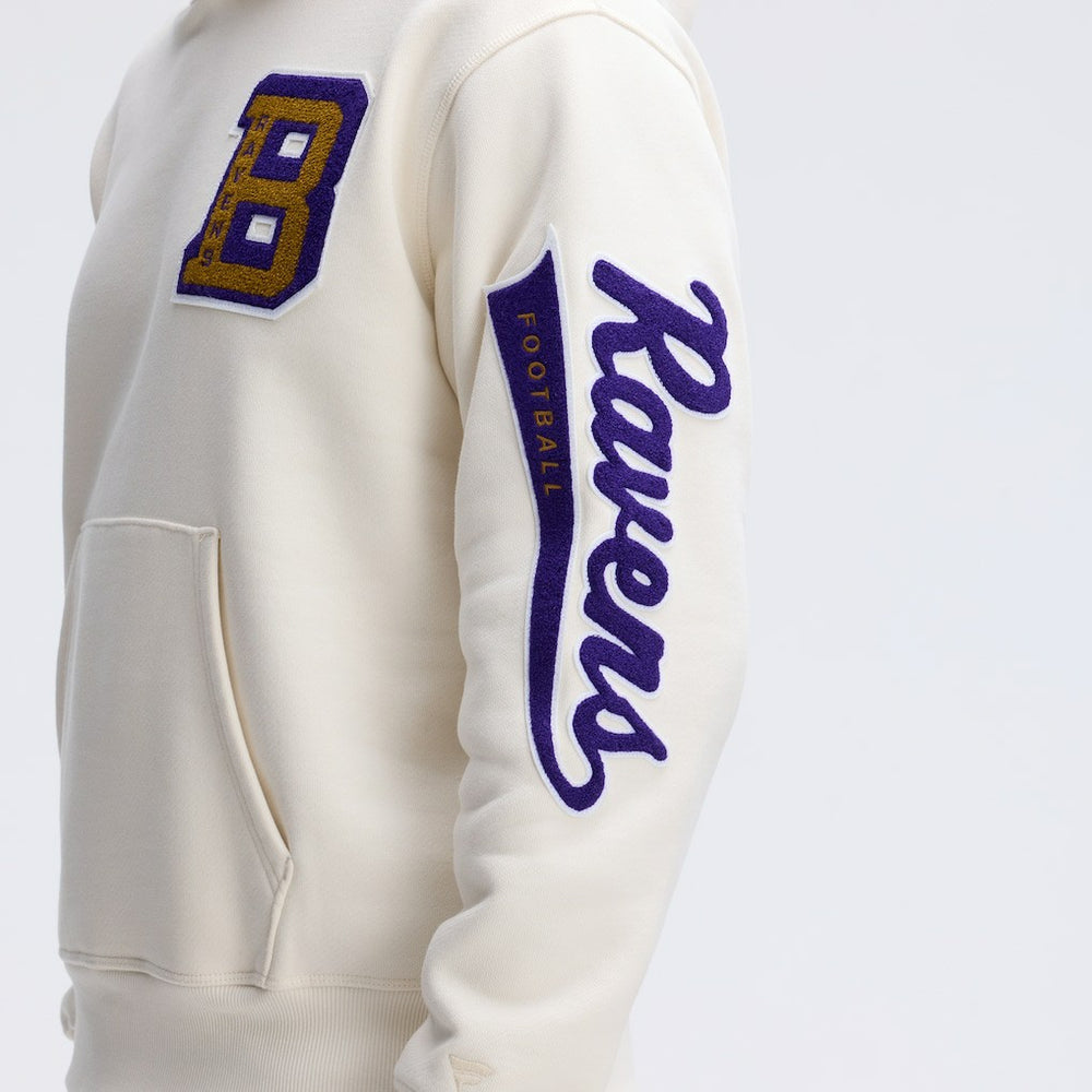 Baltimore Ravens IconicFleece Letterman Hoodie - Oatmeal Hoodies