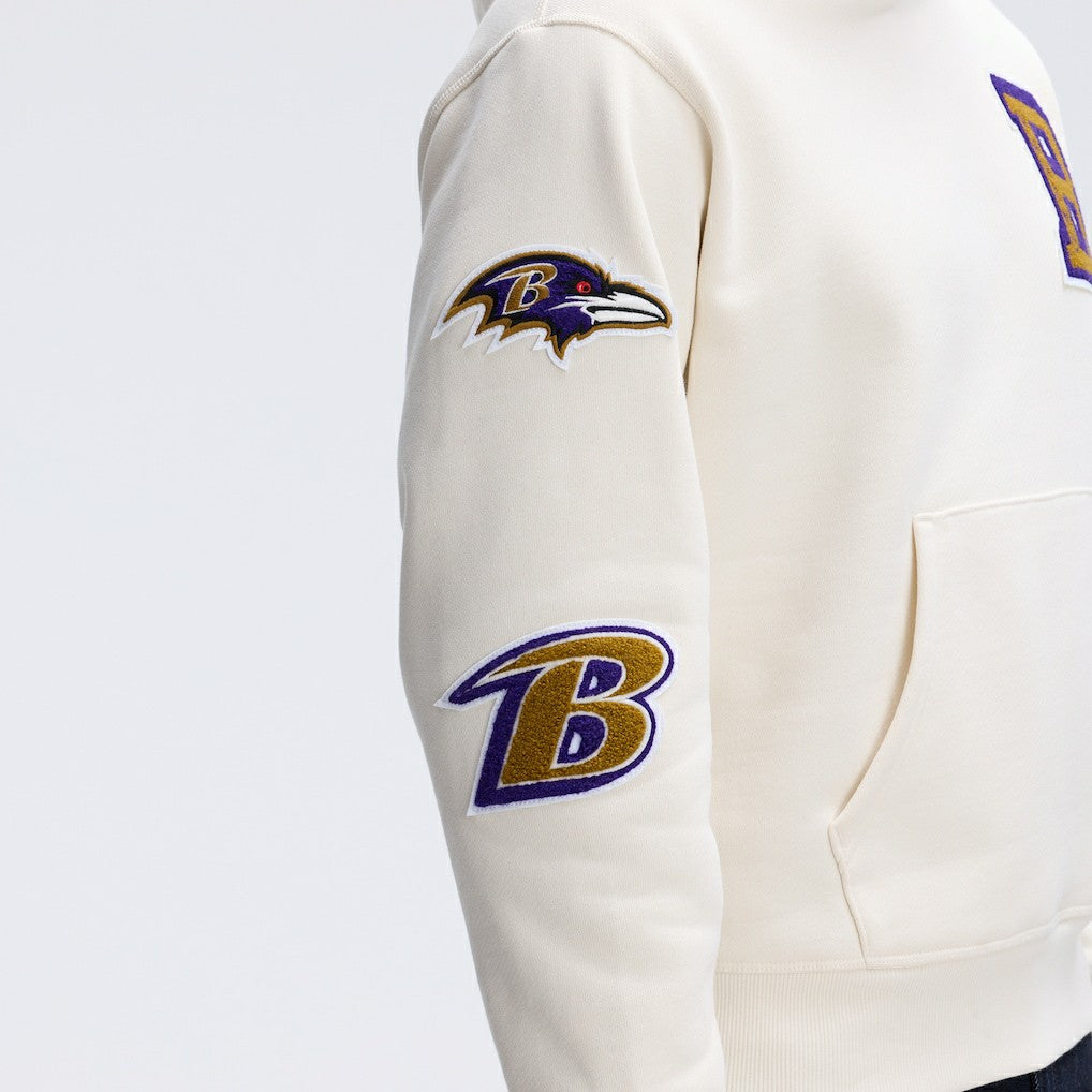 Baltimore Ravens IconicFleece Letterman Hoodie - Oatmeal Hoodies