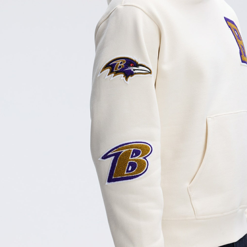Baltimore Ravens IconicFleece Letterman Hoodie - Oatmeal Hoodies