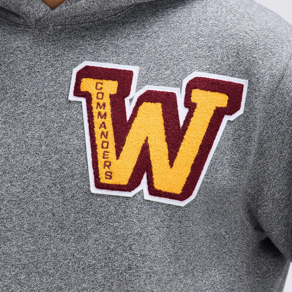 Washington Commanders IconicFleece Letterman Hoodie - Athletic Heather Gray Hoodies