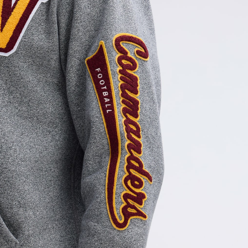 Washington Commanders IconicFleece Letterman Hoodie - Athletic Heather Gray Hoodies