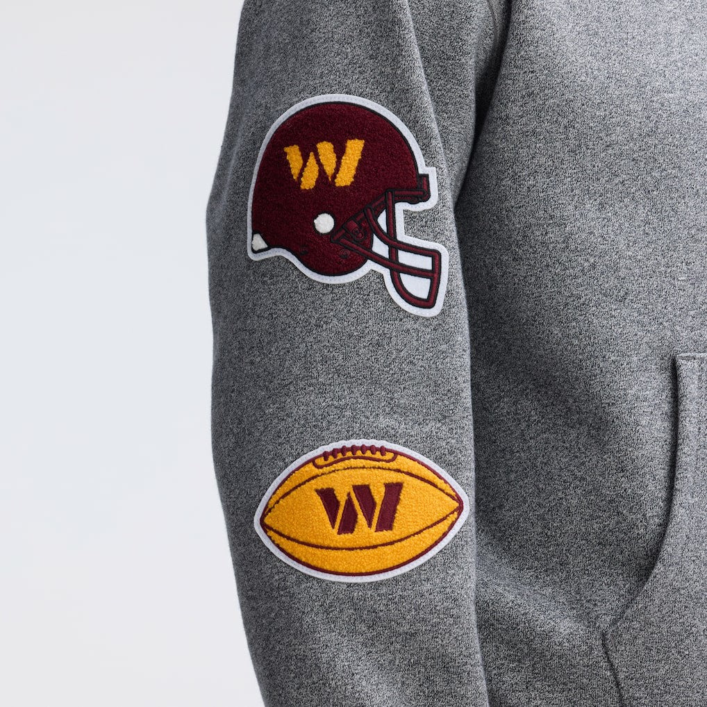 Washington Commanders IconicFleece Letterman Hoodie - Athletic Heather Gray Hoodies