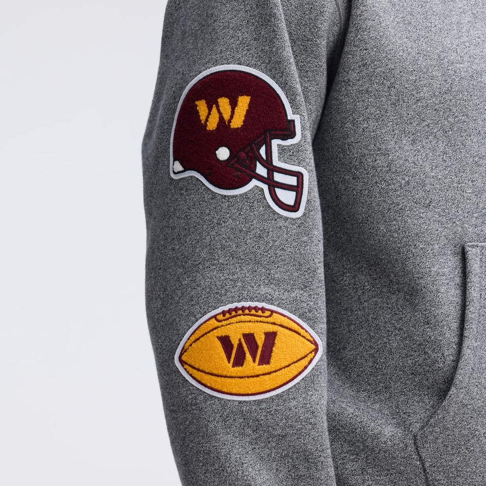 Washington Commanders IconicFleece Letterman Hoodie - Athletic Heather Gray Hoodies
