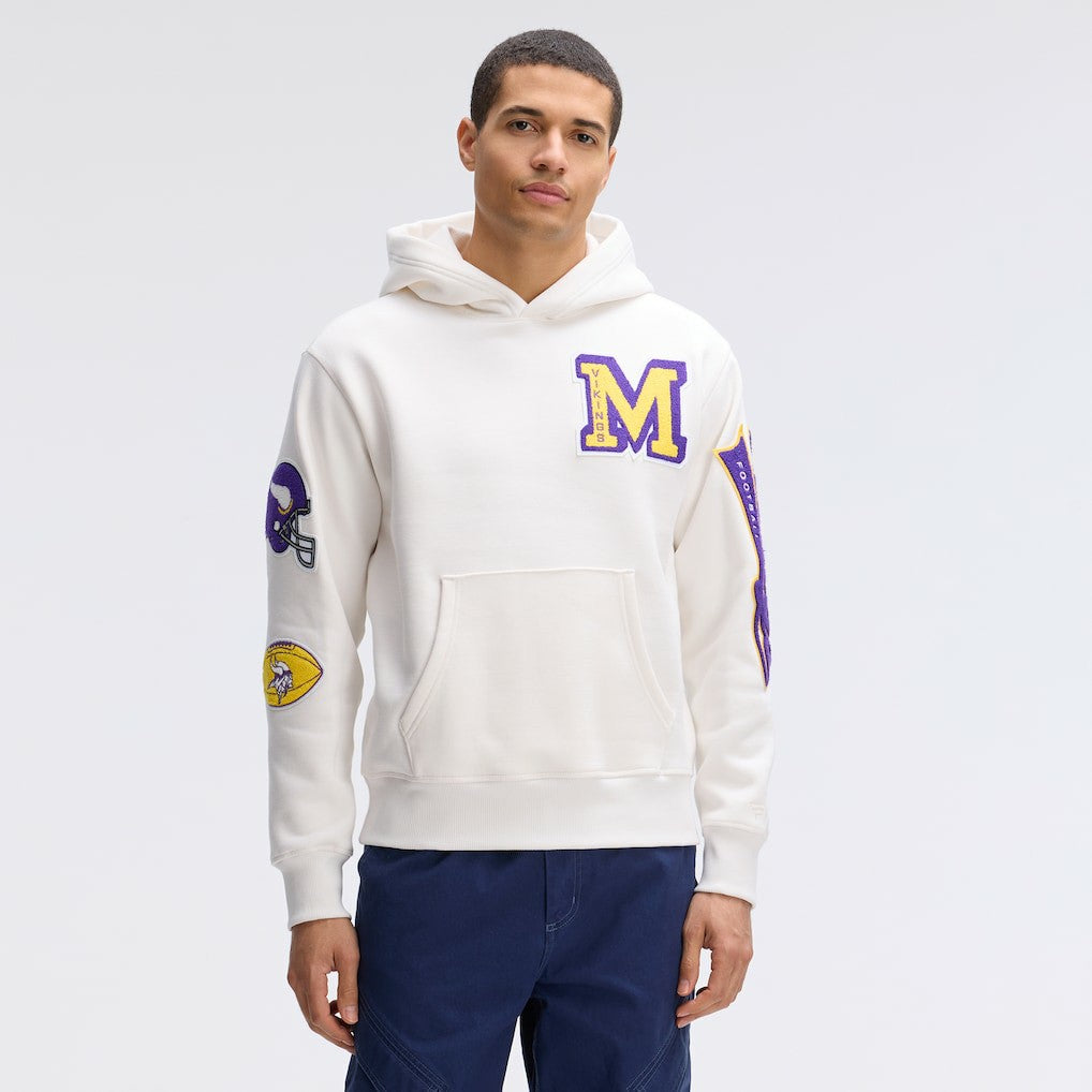 Minnesota Vikings IconicFleece Letterman Hoodie - Oatmeal Hoodies