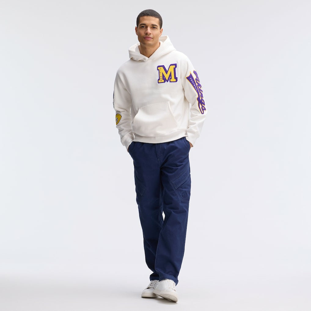 Minnesota Vikings IconicFleece Letterman Hoodie - Oatmeal Hoodies
