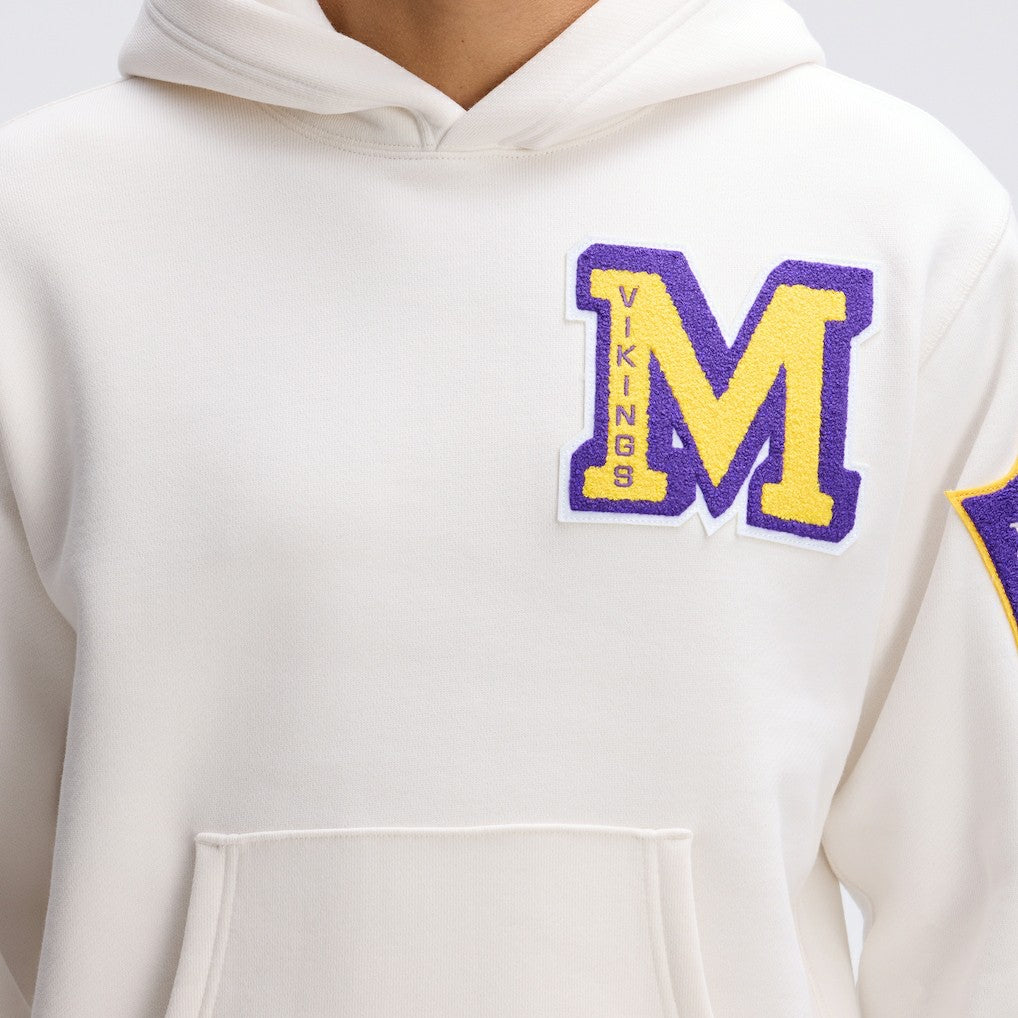 Minnesota Vikings IconicFleece Letterman Hoodie - Oatmeal Hoodies