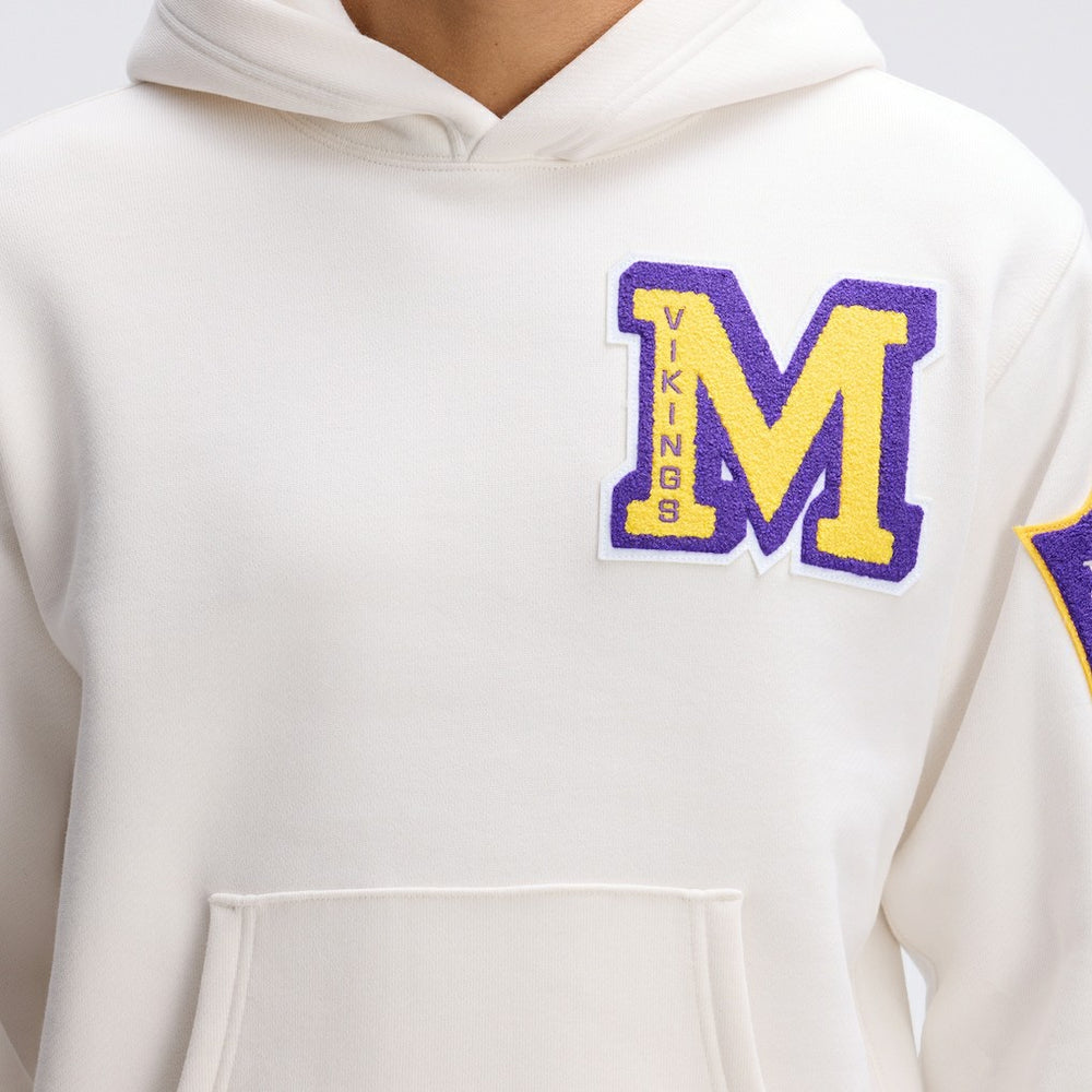 Minnesota Vikings IconicFleece Letterman Hoodie - Oatmeal Hoodies