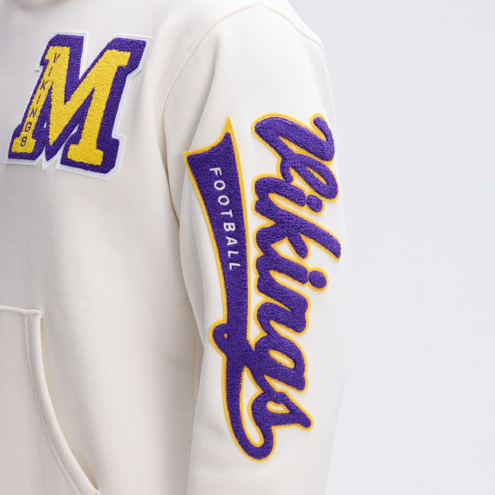Minnesota Vikings IconicFleece Letterman Hoodie - Oatmeal Hoodies