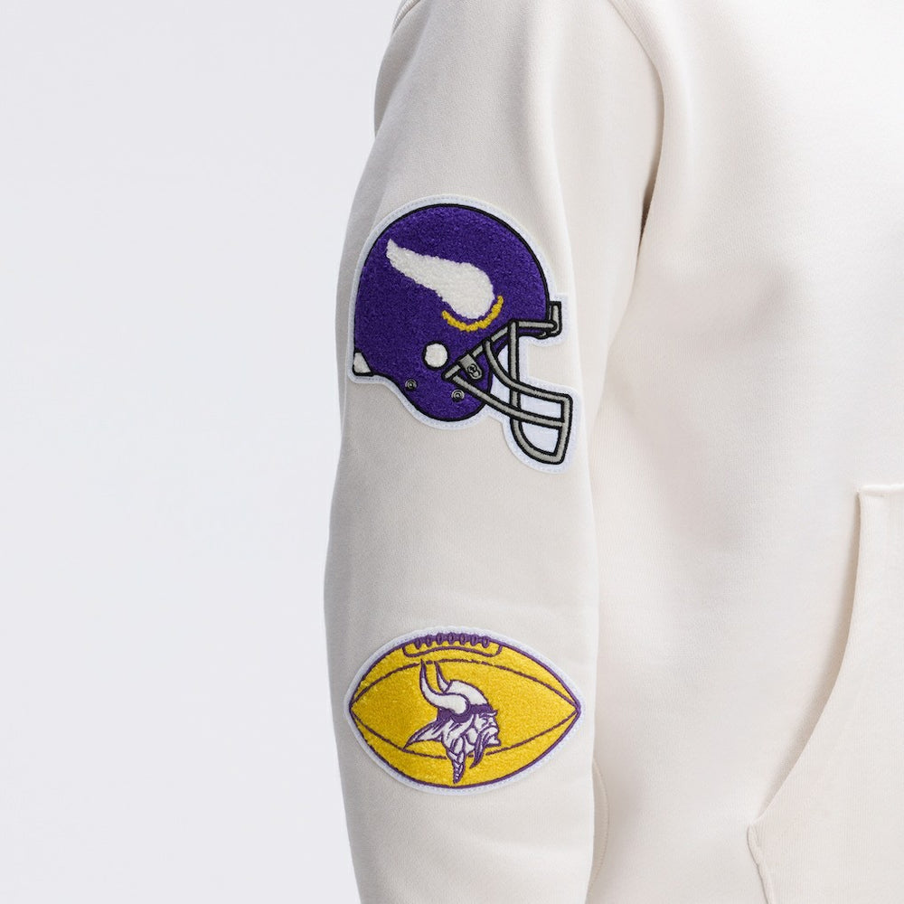 Minnesota Vikings IconicFleece Letterman Hoodie - Oatmeal Hoodies