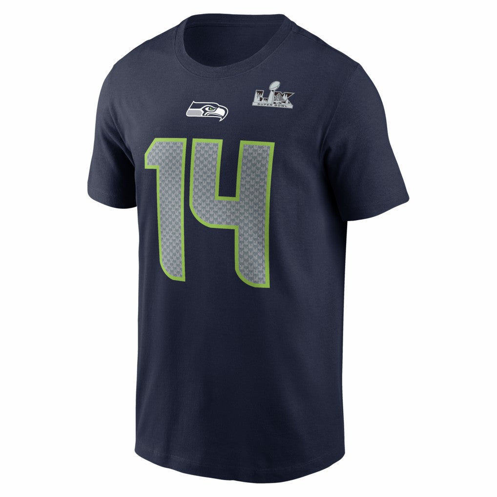 Sam Darnold Seattle Seahawks Super Bowl LX Patch Name & Number T-Shirt - College Navy T-shirts