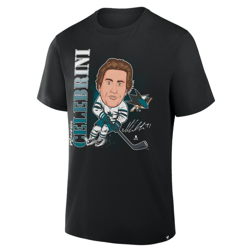 Macklin Celebrini San Jose Sharks Fanatics Caricature Player T-Shirt - Black | US 2001709056