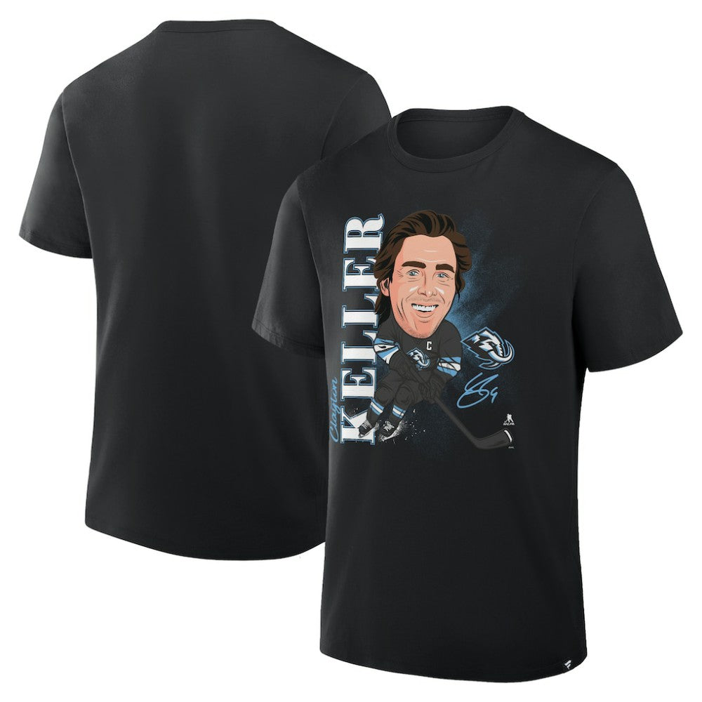 Clayton Keller Utah Mammoth Fanatics Caricature Player T-Shirt - Black | US 2001709064