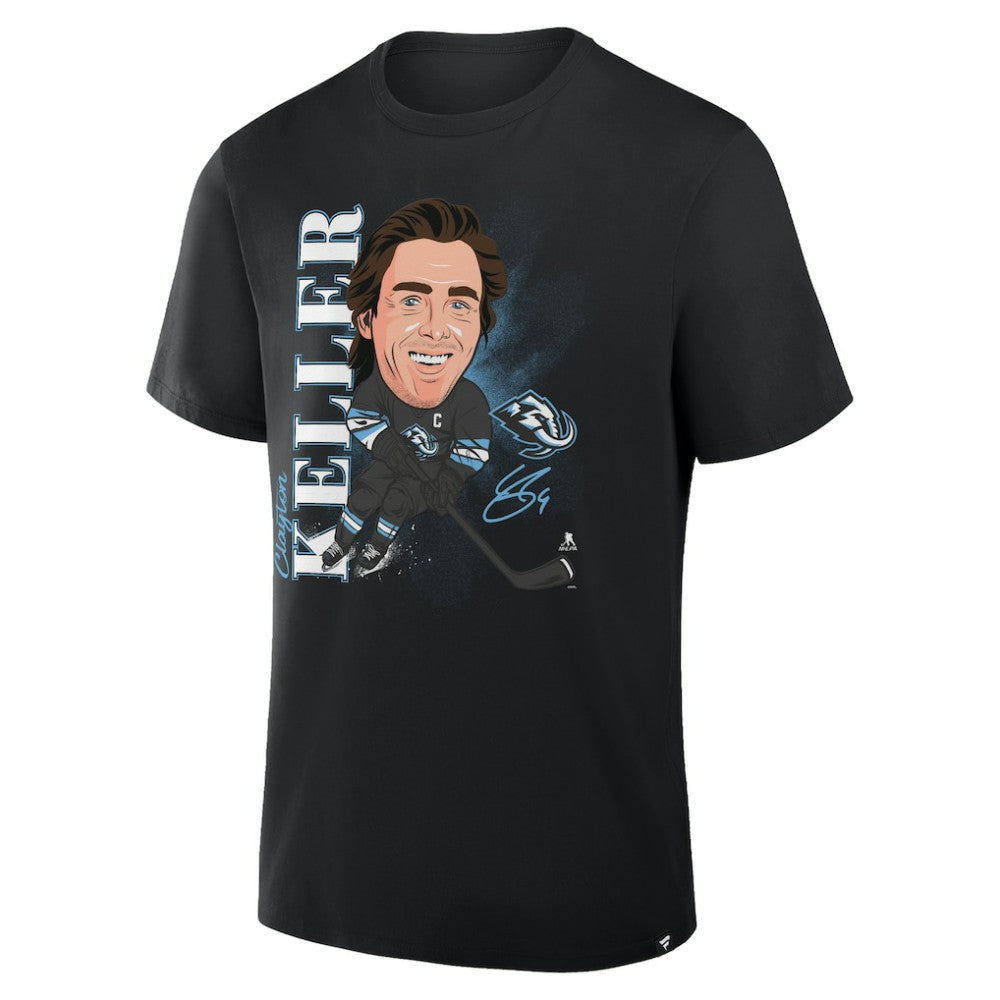 Clayton Keller Utah Mammoth Fanatics Caricature Player T-Shirt - Black | US 2001709064