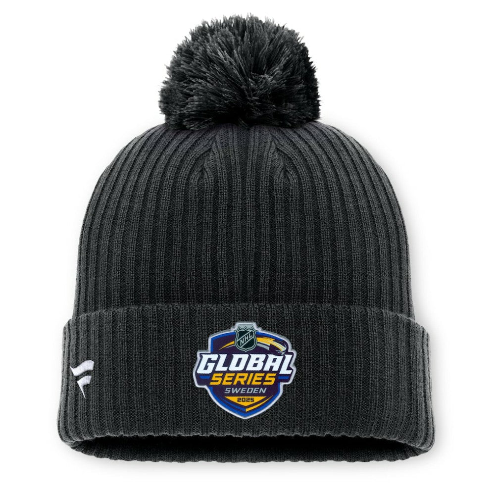 Pittsburgh Penguins Fanatics 2025 NHL Global Series Sweden Cuffed Knit Hat with Pom - Black | US 2001712891