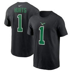 Jalen Hurts Philadelphia Eagles Player Name & Number T-Shirt - Black T-shirts