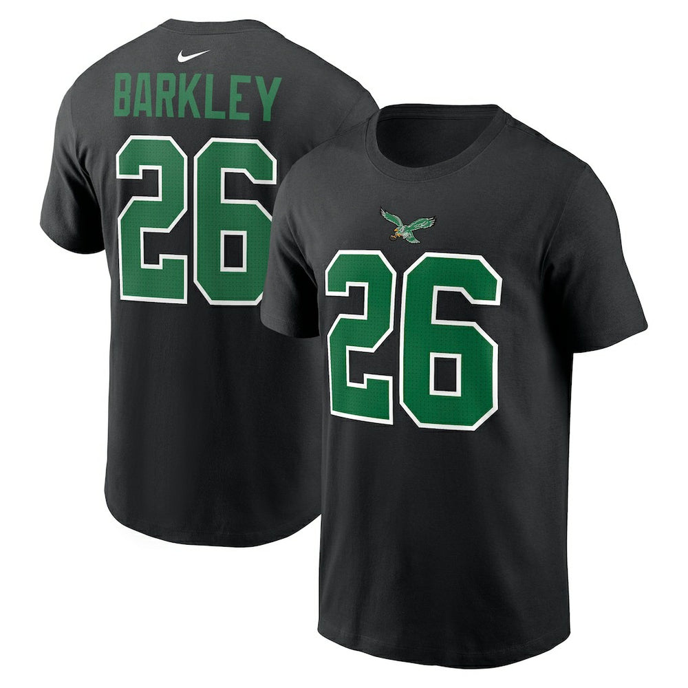 Saquon Barkley Philadelphia Eagles Player Name & Number T-Shirt - Black T-shirts