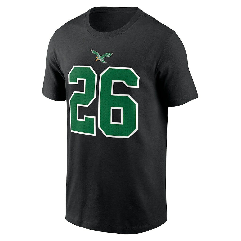 Saquon Barkley Philadelphia Eagles Player Name & Number T-Shirt - Black T-shirts