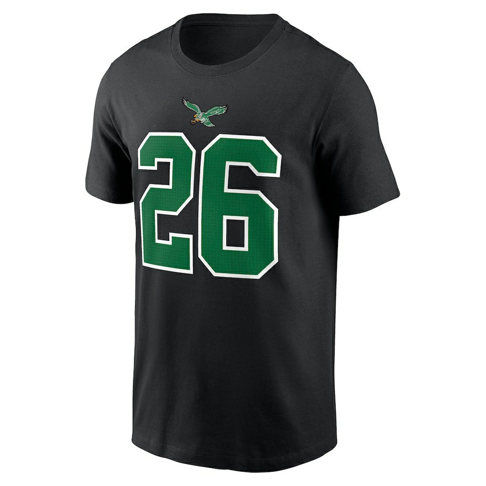 Saquon Barkley Philadelphia Eagles Player Name & Number T-Shirt - Black T-shirts