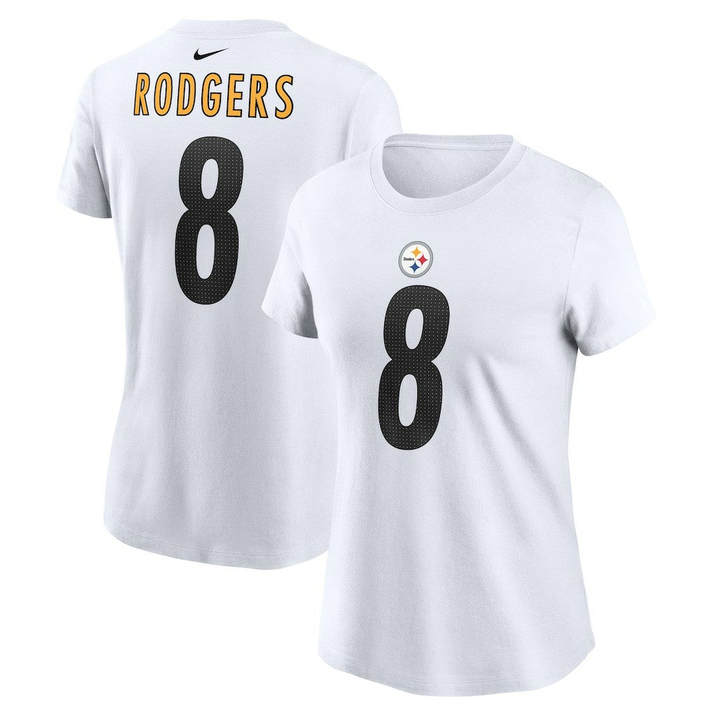 Aaron Rodgers Pittsburgh Steelers Women's Name & Number T-Shirt - White T-shirts