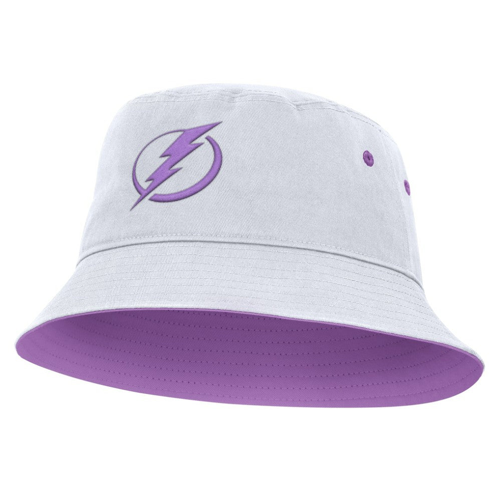 Tampa Bay Lightning Fanatics Hockey Fights Cancer Bucket Hat - White | US 2001727995