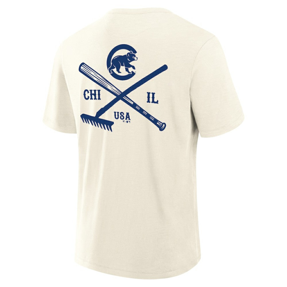 Chicago Cubs Fanatics Nostalgia Stadium Slub T-Shirt - Cream T-shirts