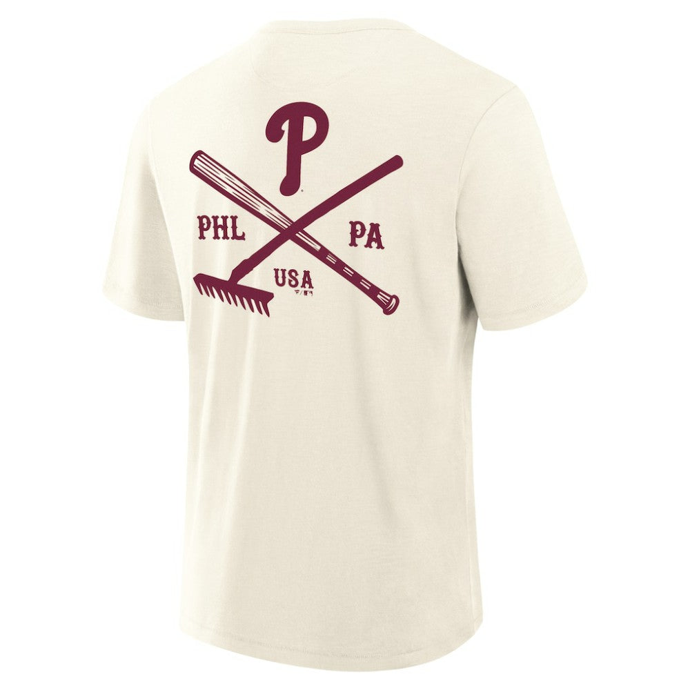 Philadelphia Phillies Fanatics Nostalgia Stadium Slub T-Shirt - Cream T-shirts