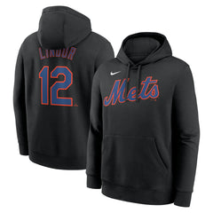 Francisco Lindor New York Mets Nike Player Name & Number Club Pullover Hoodie - Black Hoodies