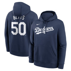 Mookie Betts Los Angeles Dodgers Nike Player Name & Number Club Pullover Hoodie - Navy Hoodies