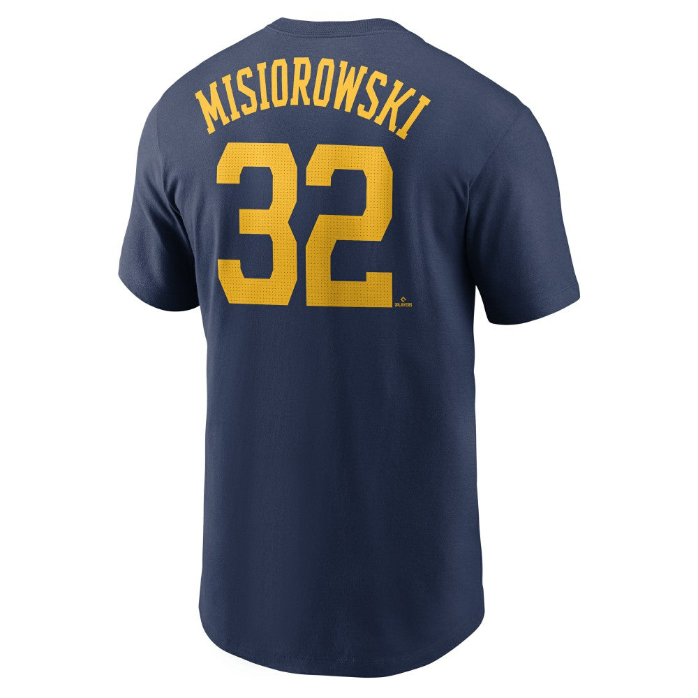 Jacob Misiorowski Milwaukee Brewers Nike Fuse Name & Number T-Shirt - Navy T-shirts