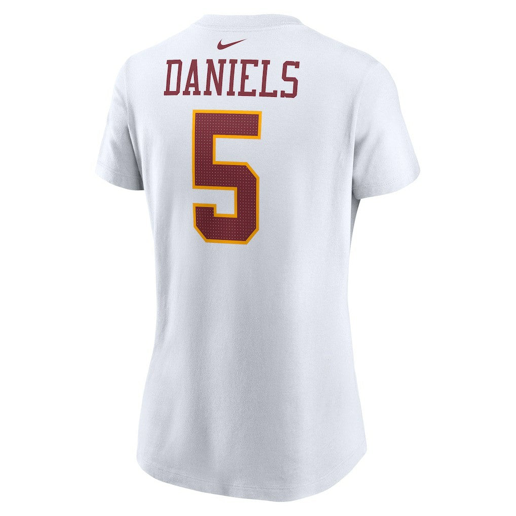 Jayden Daniels Washington Commanders Women's Super Bowl Era Name & Number T-Shirt - White T-shirts
