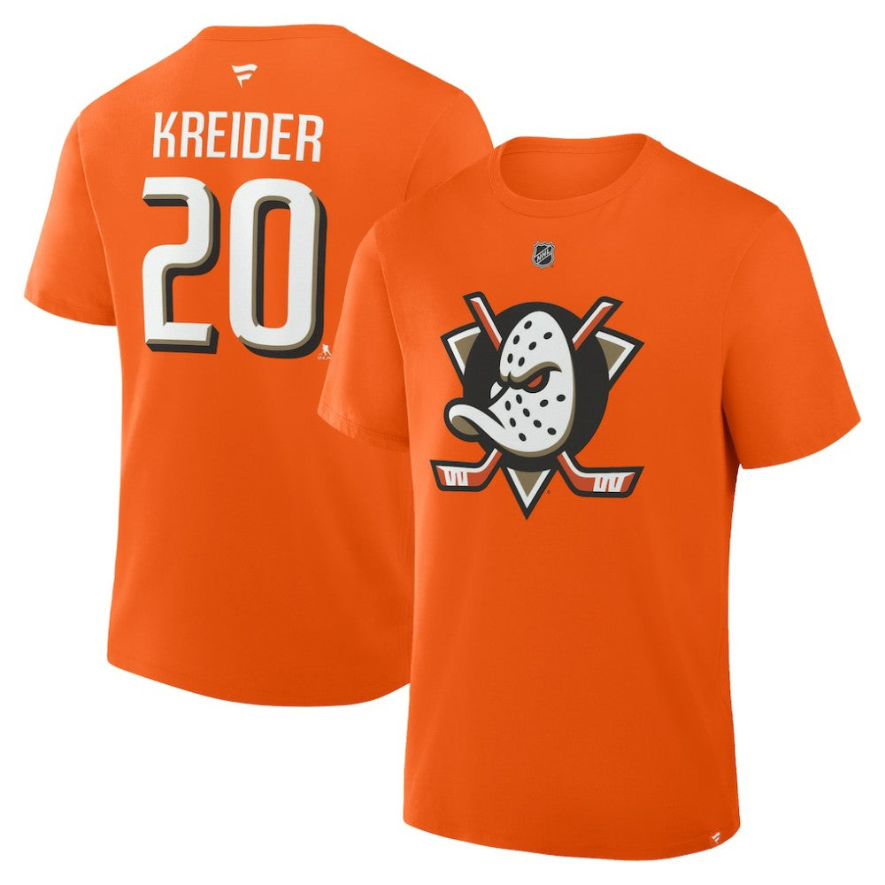Chris Kreider Anaheim Ducks Fanatics Authentic Stack Name & Number T-Shirt - Orange | US 2001741902