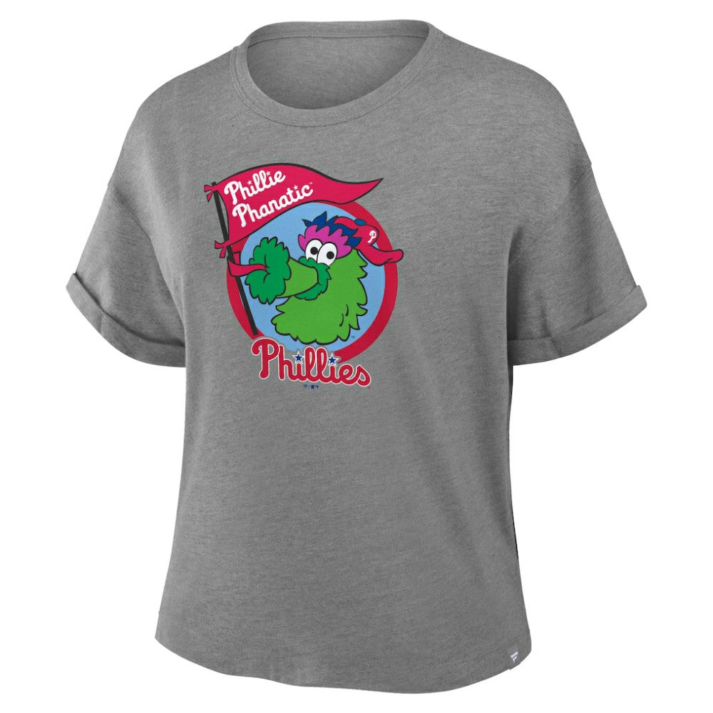 Philadelphia Phillies Fanatics Women's Tribute IYKYK Tri-Blend Boxy T-Shirt - Heather Gray T-shirts