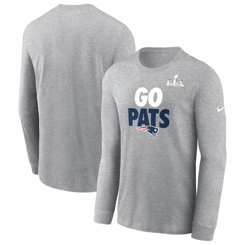 New England Patriots Super Bowl LX Fast As Fast Gets Long Sleeve T-Shirt - Heather Gray T-shirts